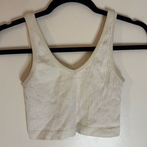 Forever 21 Cream Ribbed Crop Top